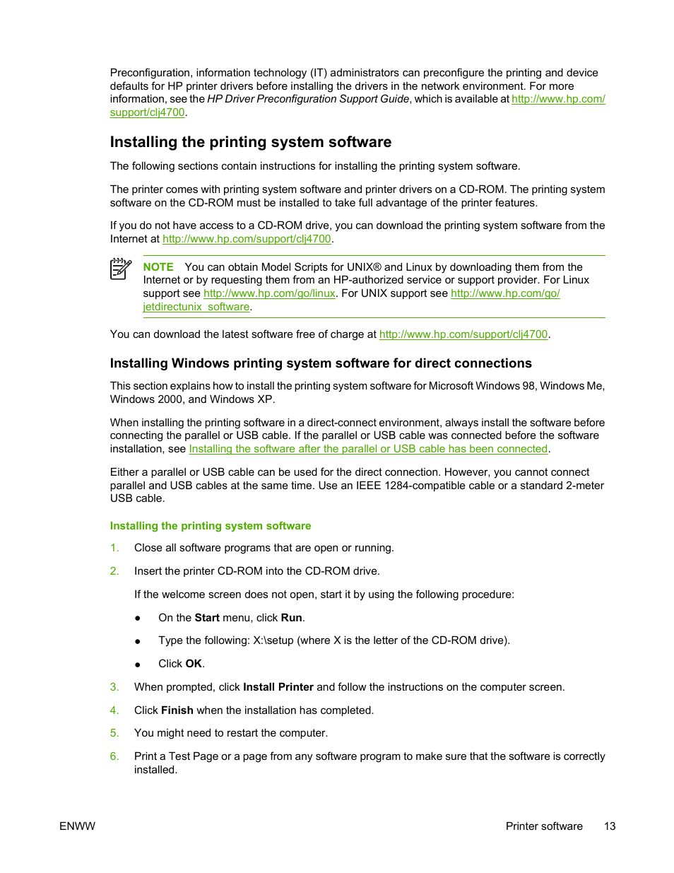Installing the printing system software | HP Color LaserJet 4700 Printer series User Manual | Page 29 / 330