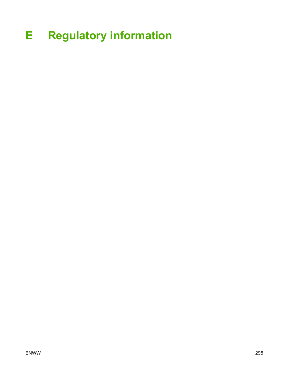 Regulatory information, Appendix e regulatory information, Eregulatory information | HP Color LaserJet 4700 Printer series User Manual | Page 311 / 330