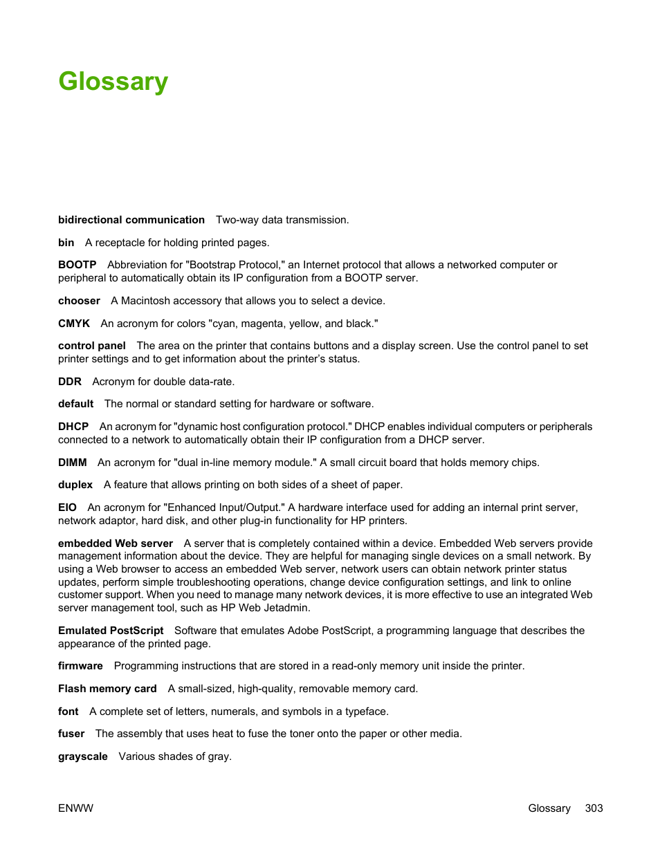 Glossary | HP Color LaserJet 4700 Printer series User Manual | Page 319 / 330