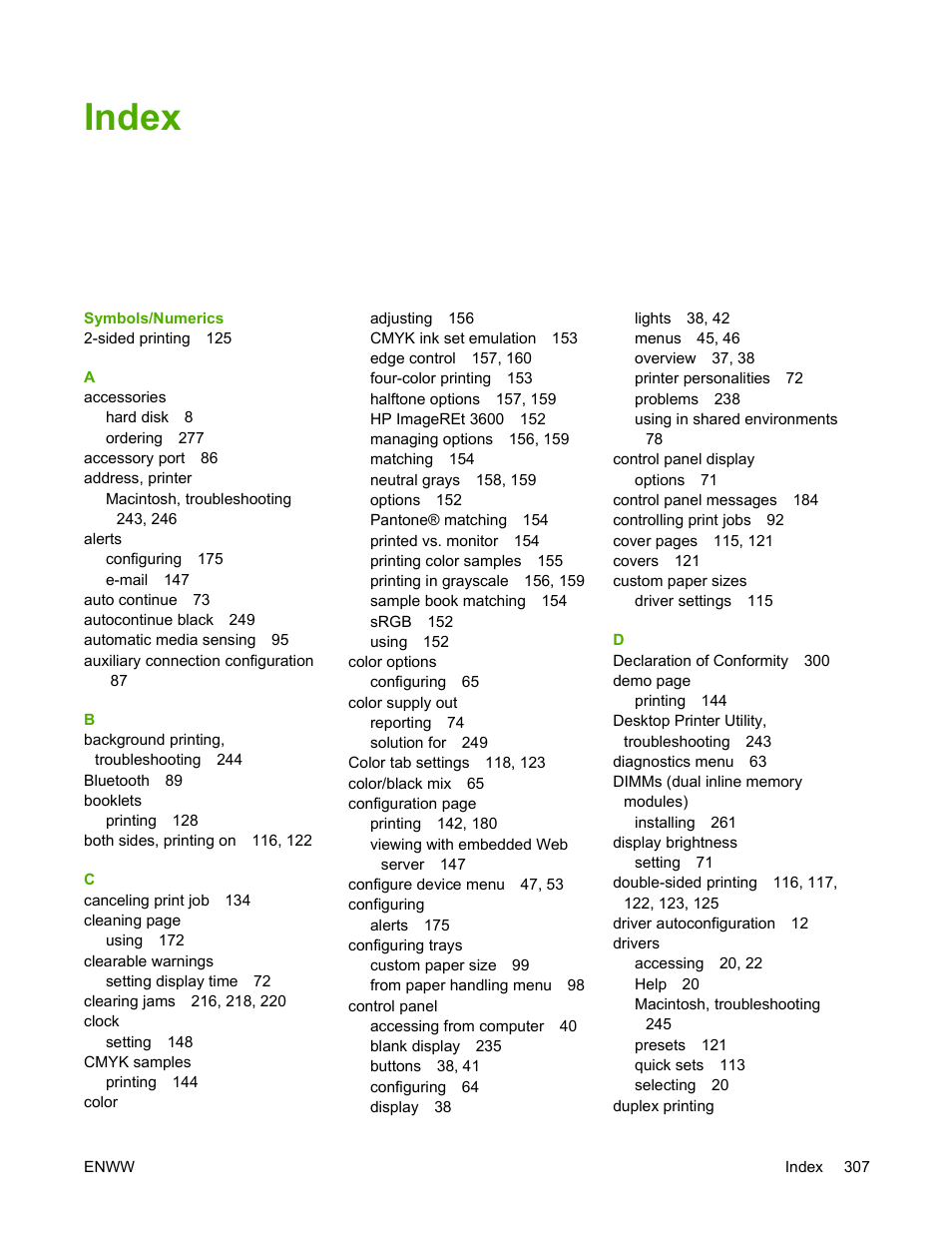 Index | HP Color LaserJet 4700 Printer series User Manual | Page 323 / 330