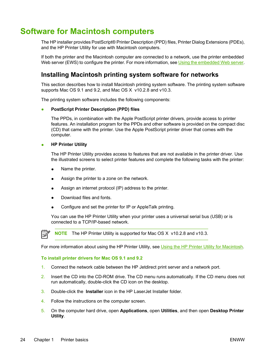 Software for macintosh computers | HP Color LaserJet 4700 Printer series User Manual | Page 40 / 330