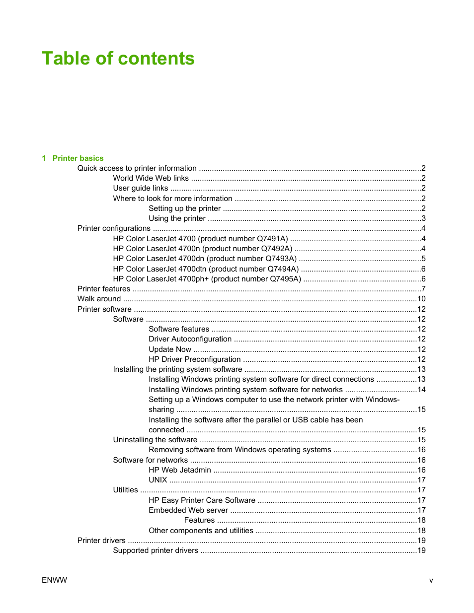 HP Color LaserJet 4700 Printer series User Manual | Page 7 / 330