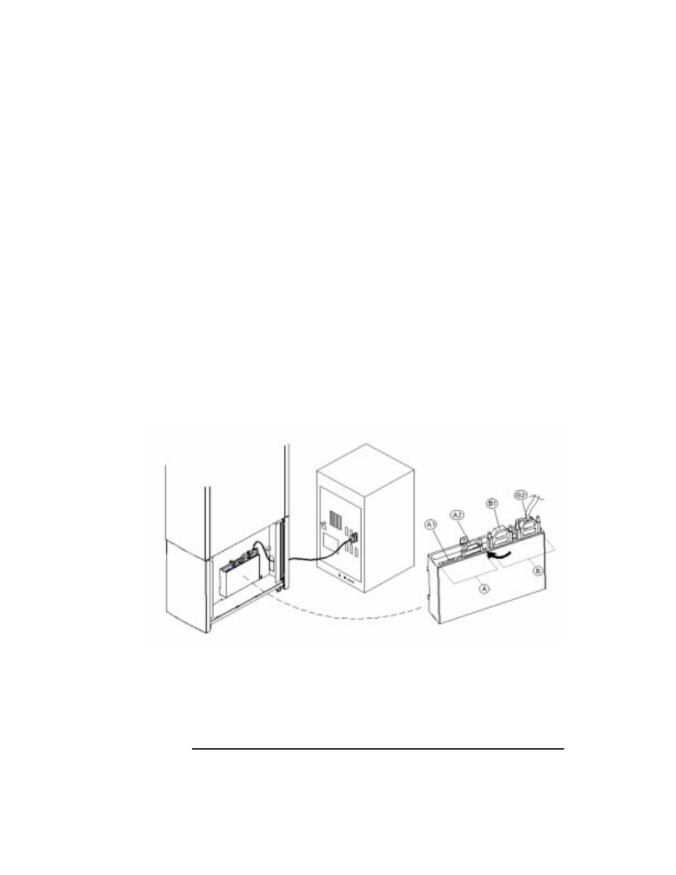 Refer to the following diagram in the next steps, Select single-ended (“a”) or differential (“b”), The diagram shows connecting a cable to the differ | Connect a cable between your host computer and, Route the cable through the slot at the bottom of, Plug a scsi terminator into the unused scsi por, If you are using the differential interface, use a, Figure 1-2 connecting a 4- or 6-drive jukebox, Plug a scsi terminator into one of the scsi por, The example diagram shows the terminator on the si | HP Surestore 660ex Optical Jukebox User Manual | Page 22 / 130