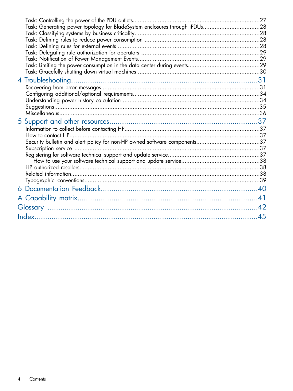 4 troubleshooting, 5 support and other resources | HP Insight Control User Manual | Page 4 / 45
