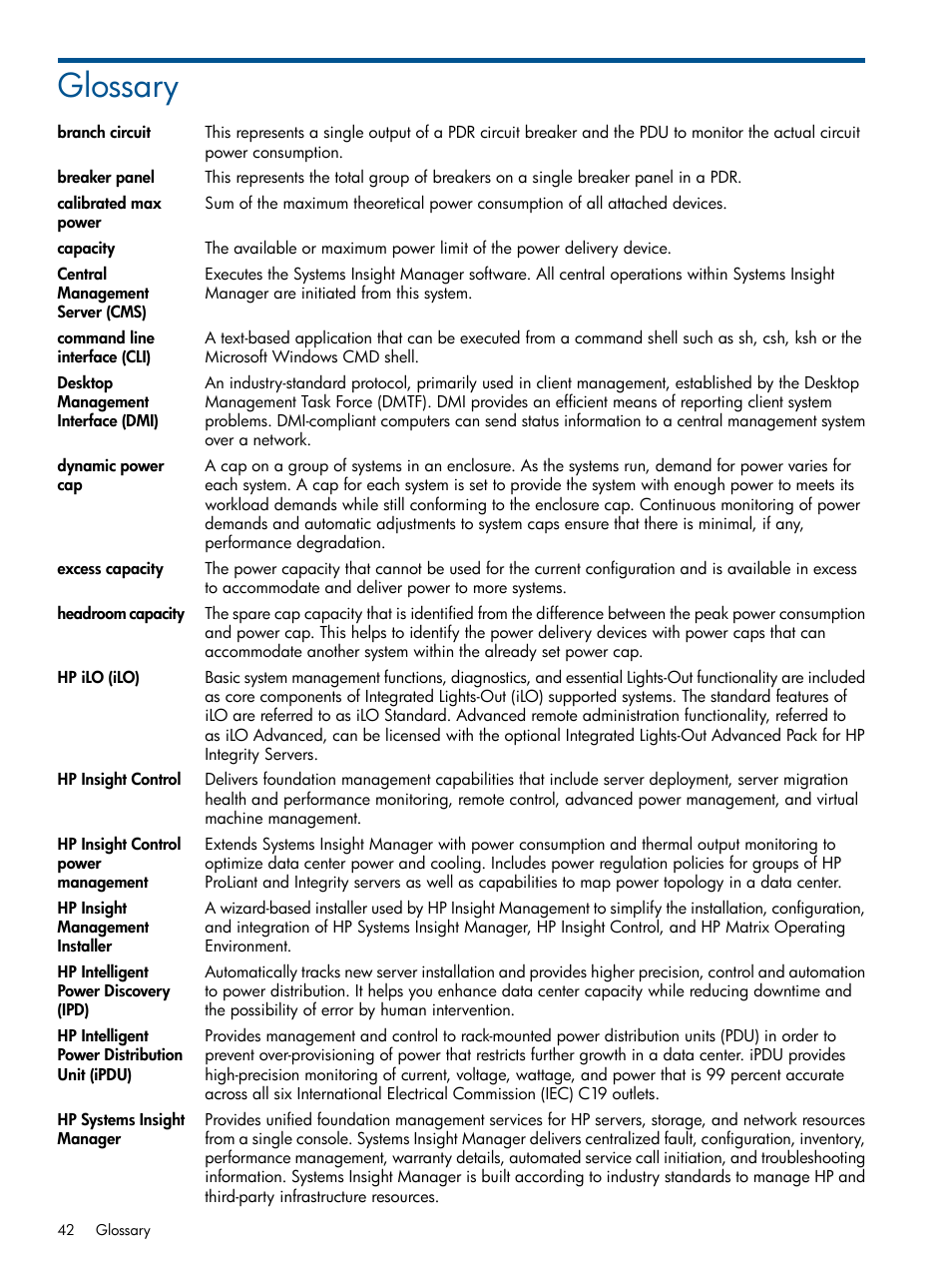 Glossary | HP Insight Control User Manual | Page 42 / 45