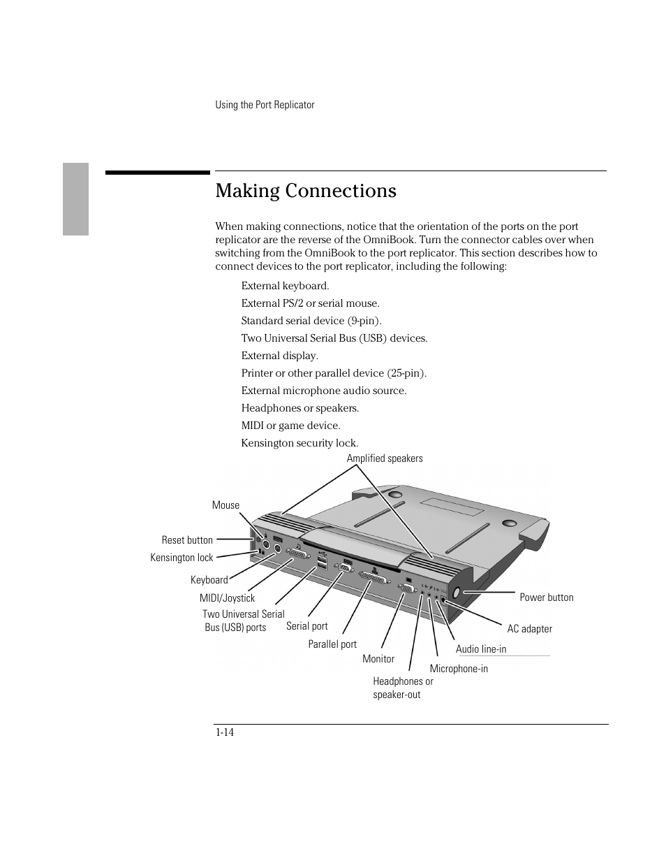 Making connections | HP OmniBook 3000 Notebook PC User Manual | Page 14 / 34