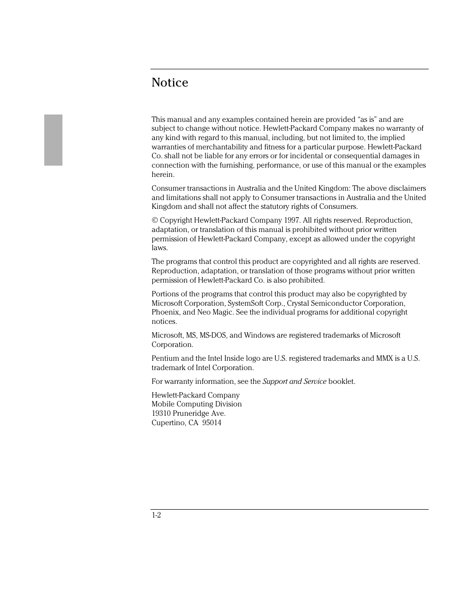 Notice | HP OmniBook 3000 Notebook PC User Manual | Page 2 / 34