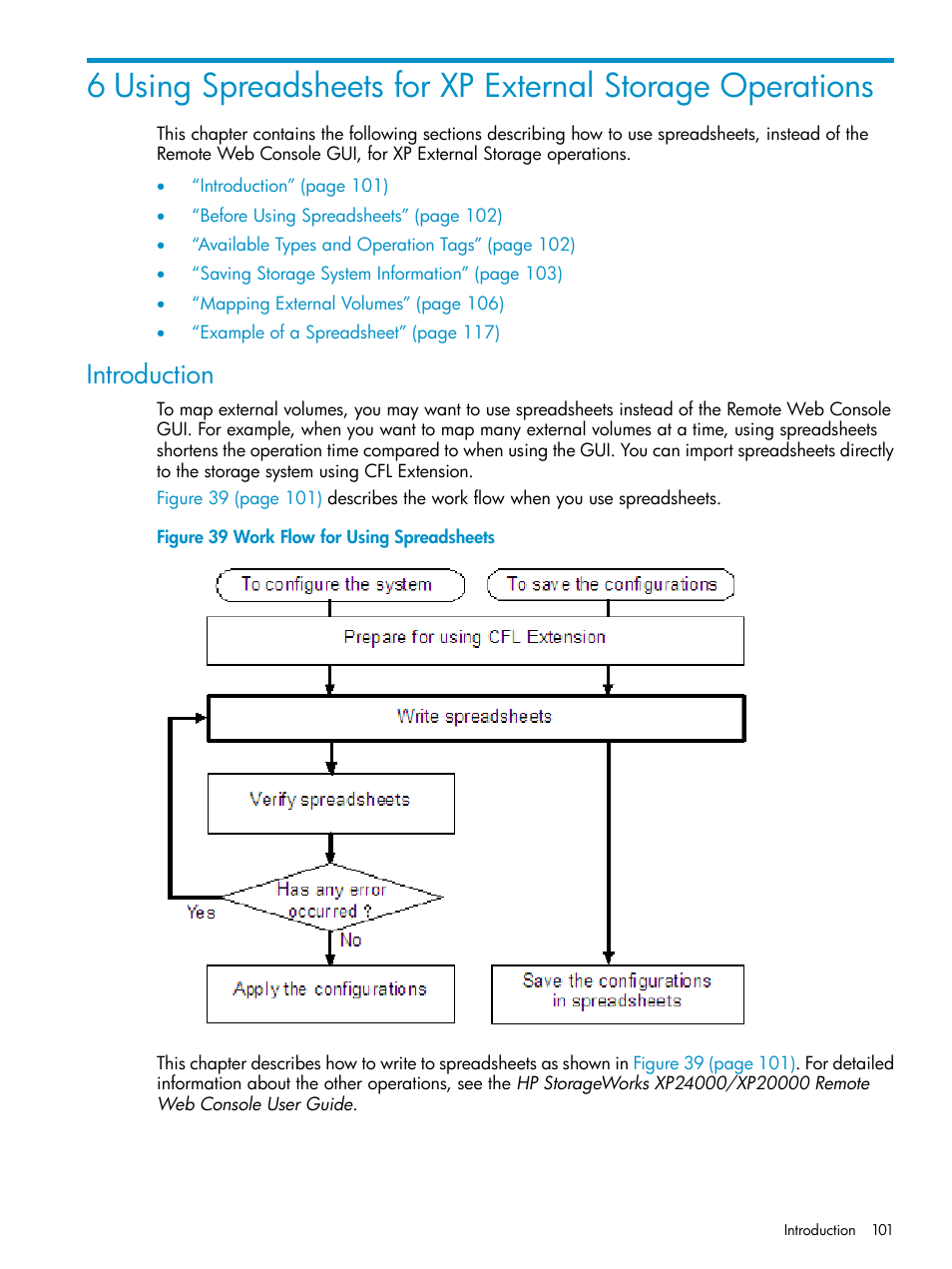 Introduction, Using spreadsheets for | HP XP External Storage Software User Manual | Page 101 / 170