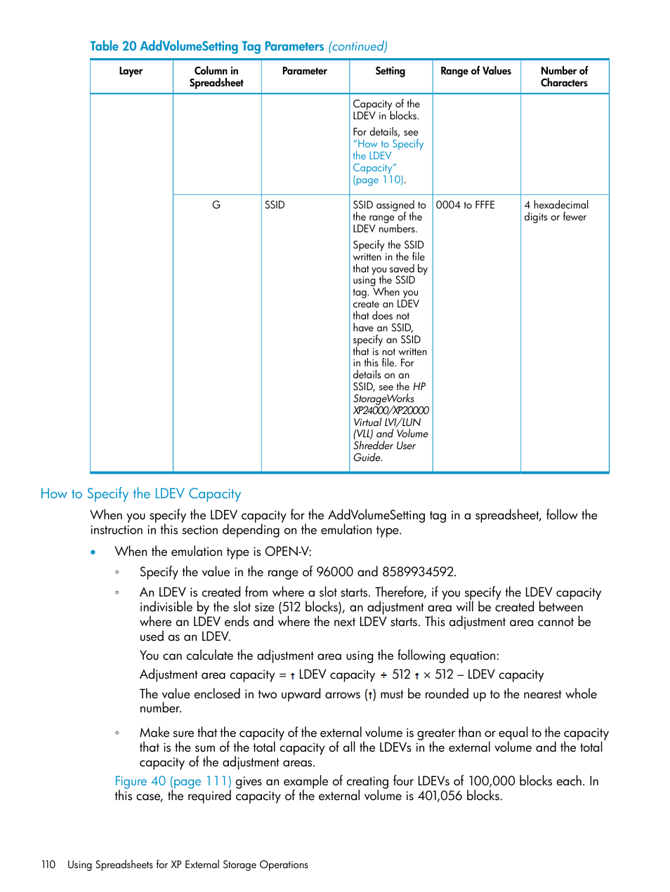 How to specify the ldev capacity | HP XP External Storage Software User Manual | Page 110 / 170