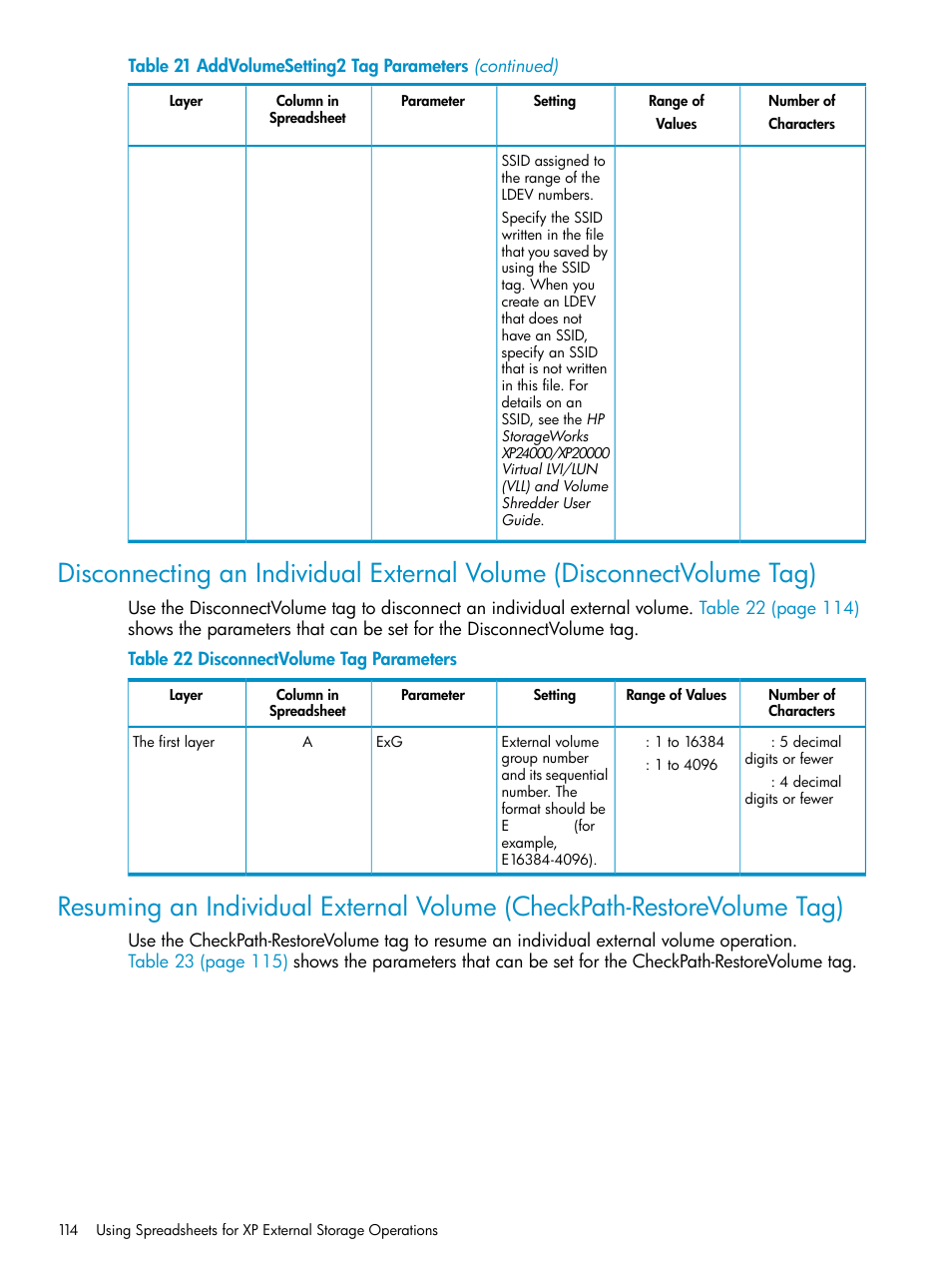 Disconnecting an, Resuming | HP XP External Storage Software User Manual | Page 114 / 170