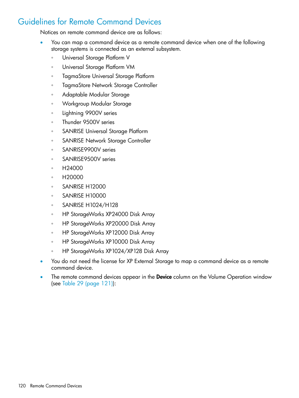 Guidelines for remote command devices | HP XP External Storage Software User Manual | Page 120 / 170