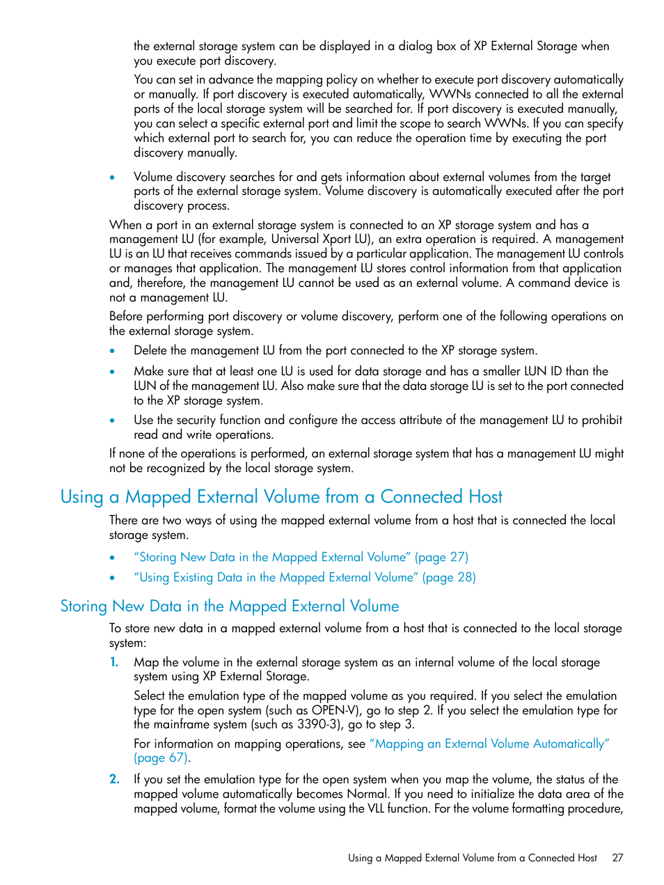 Storing new data in the mapped external volume | HP XP External Storage Software User Manual | Page 27 / 170