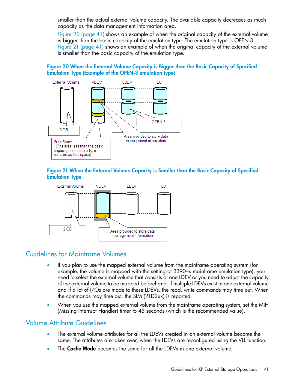 Guidelines for mainframe volumes, Volume attribute guidelines | HP XP External Storage Software User Manual | Page 41 / 170