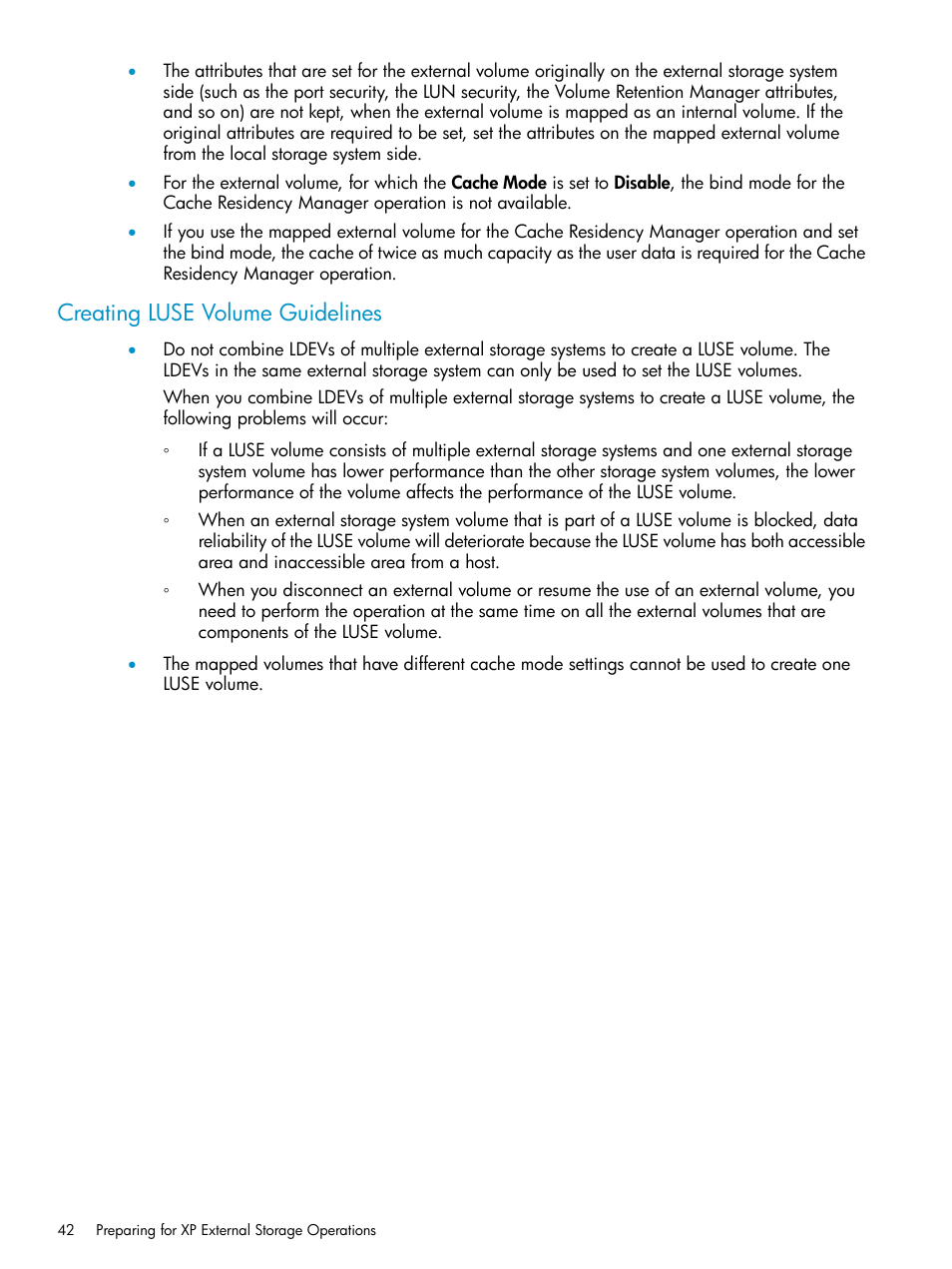 Creating luse volume guidelines | HP XP External Storage Software User Manual | Page 42 / 170