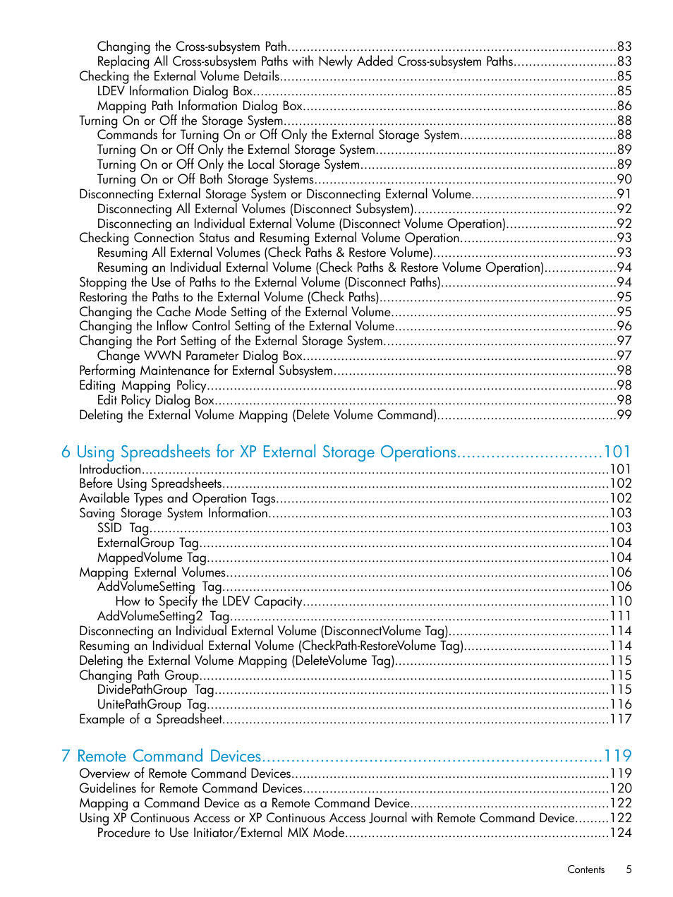 7 remote command devices | HP XP External Storage Software User Manual | Page 5 / 170