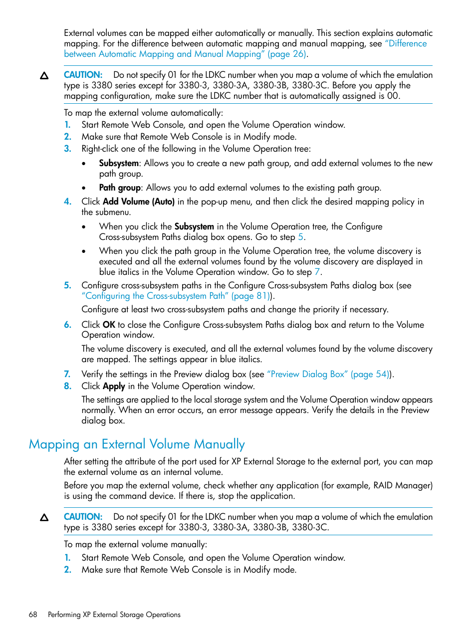 Mapping an external volume manually | HP XP External Storage Software User Manual | Page 68 / 170