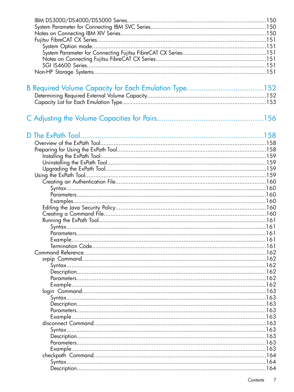 B required volume capacity for each emulation type | HP XP External Storage Software User Manual | Page 7 / 170