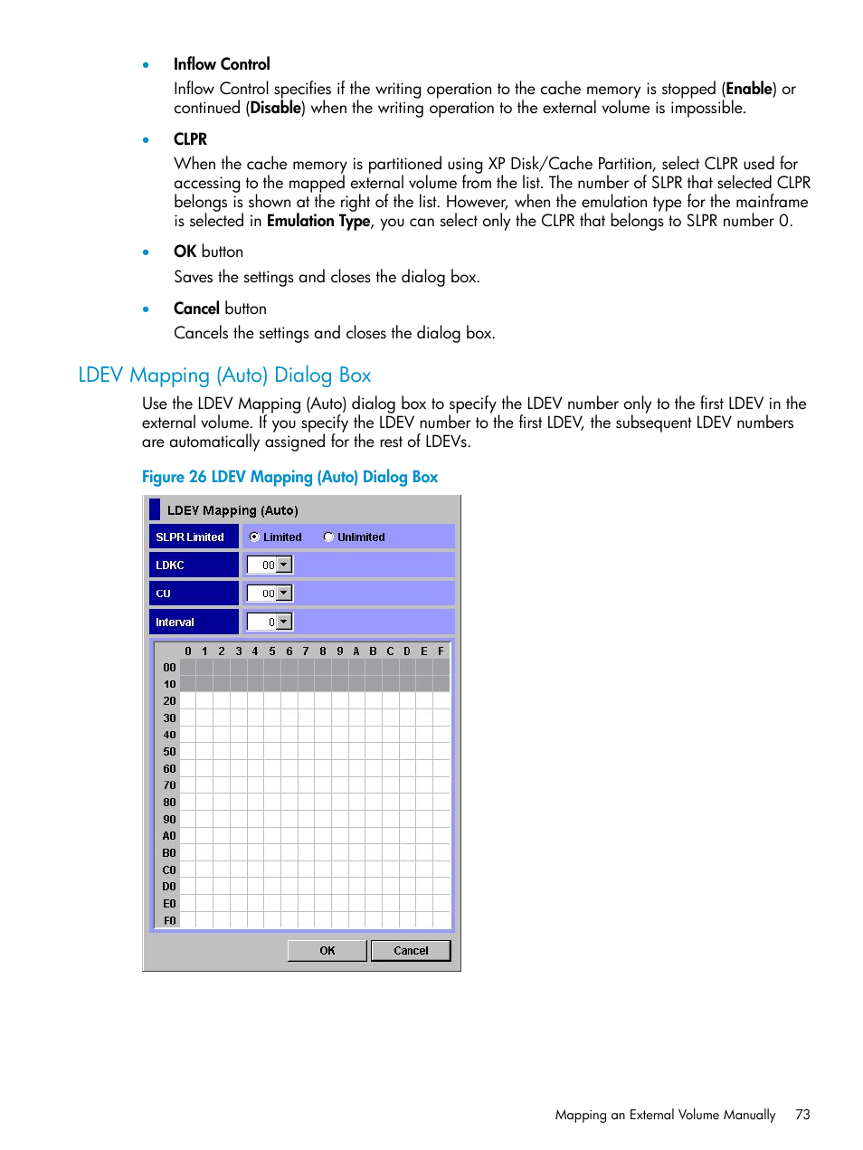 Ldev mapping (auto) dialog box, Ldev mapping (auto) dialog | HP XP External Storage Software User Manual | Page 73 / 170