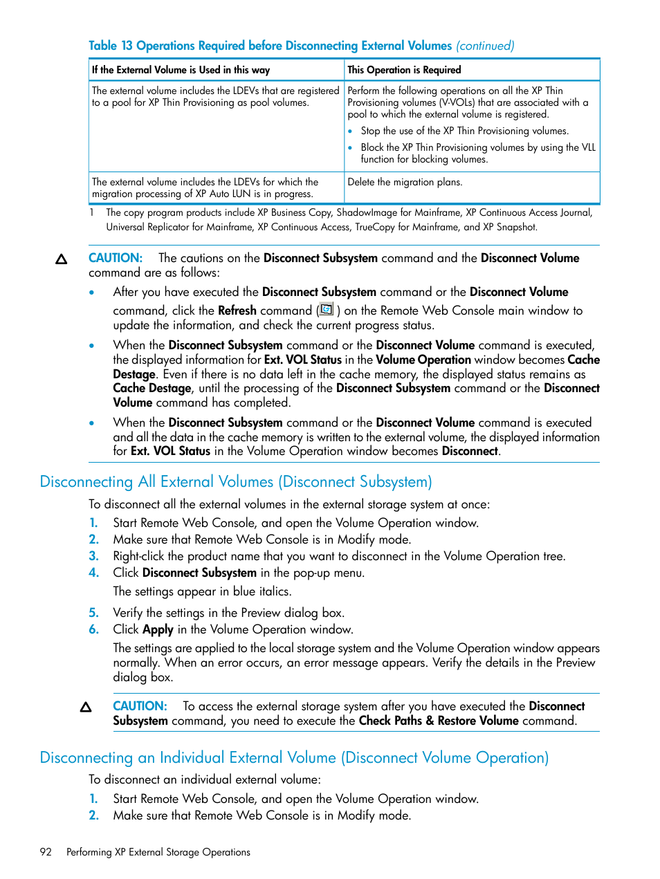 Disconnecting an individual external | HP XP External Storage Software User Manual | Page 92 / 170