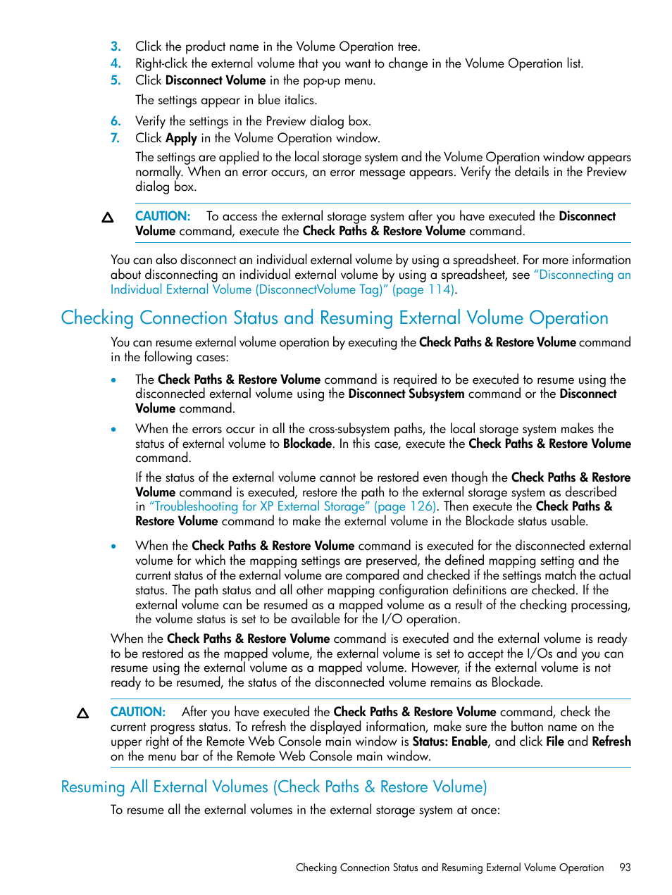 Checking, Checking connection status and | HP XP External Storage Software User Manual | Page 93 / 170