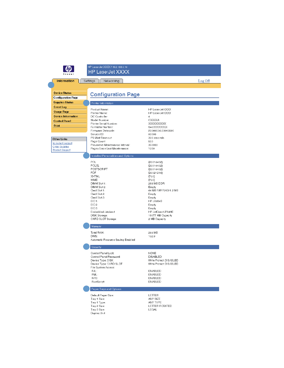Configuration page | HP LaserJet 9050 Printer series User Manual | Page 16 / 54