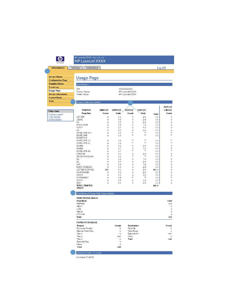 Usage page | HP LaserJet 9050 Printer series User Manual | Page 20 / 54
