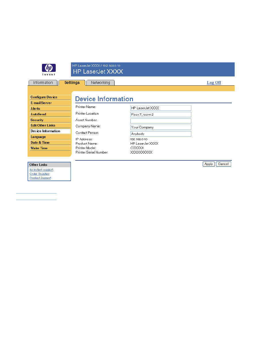 Device information | HP LaserJet 9050 Printer series User Manual | Page 40 / 54