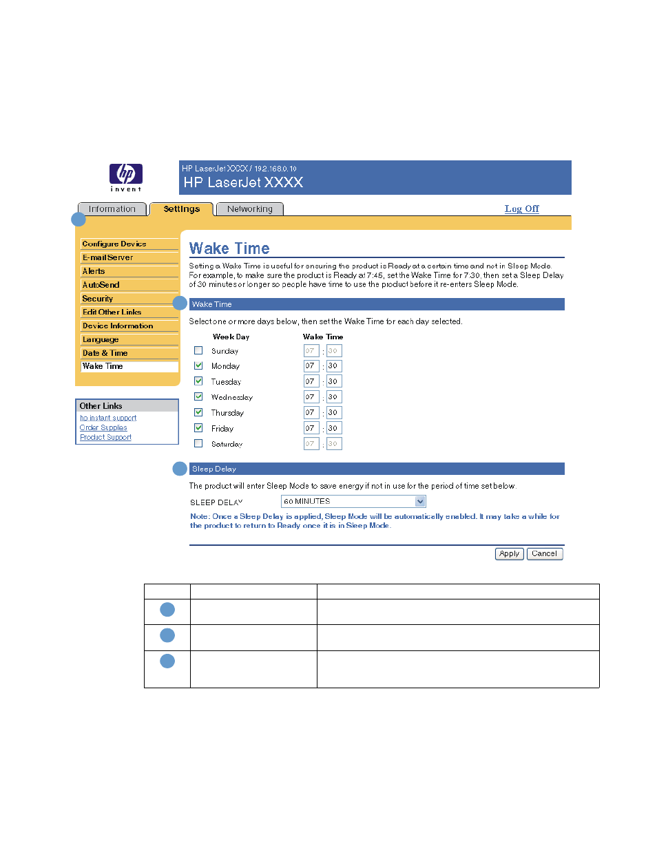 Wake time | HP LaserJet 9050 Printer series User Manual | Page 43 / 54