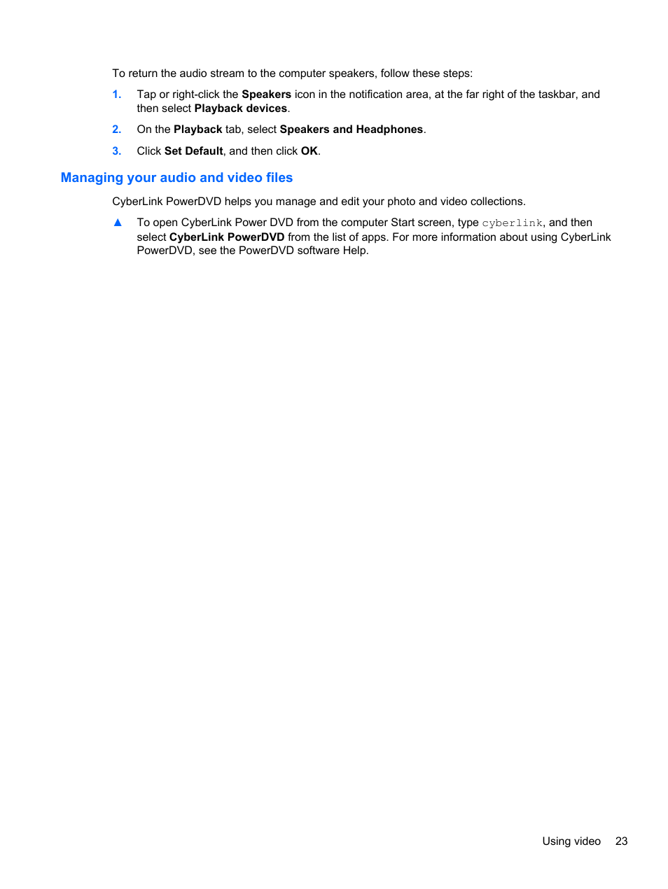 Managing your audio and video files | HP Pavilion dm1z-4300 CTO Notebook PC User Manual | Page 33 / 86