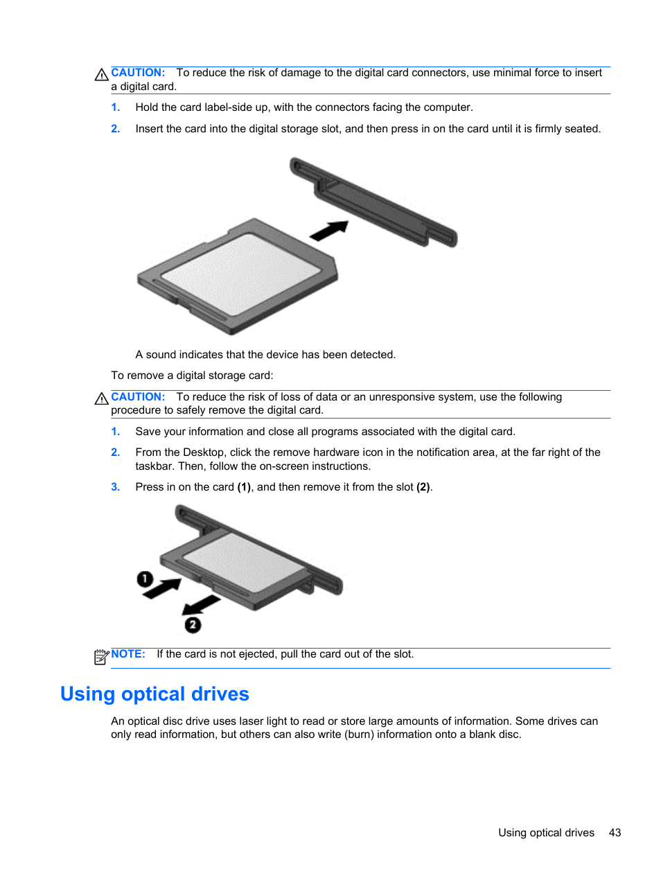 Using optical drives | HP Pavilion dm1z-4300 CTO Notebook PC User Manual | Page 53 / 86