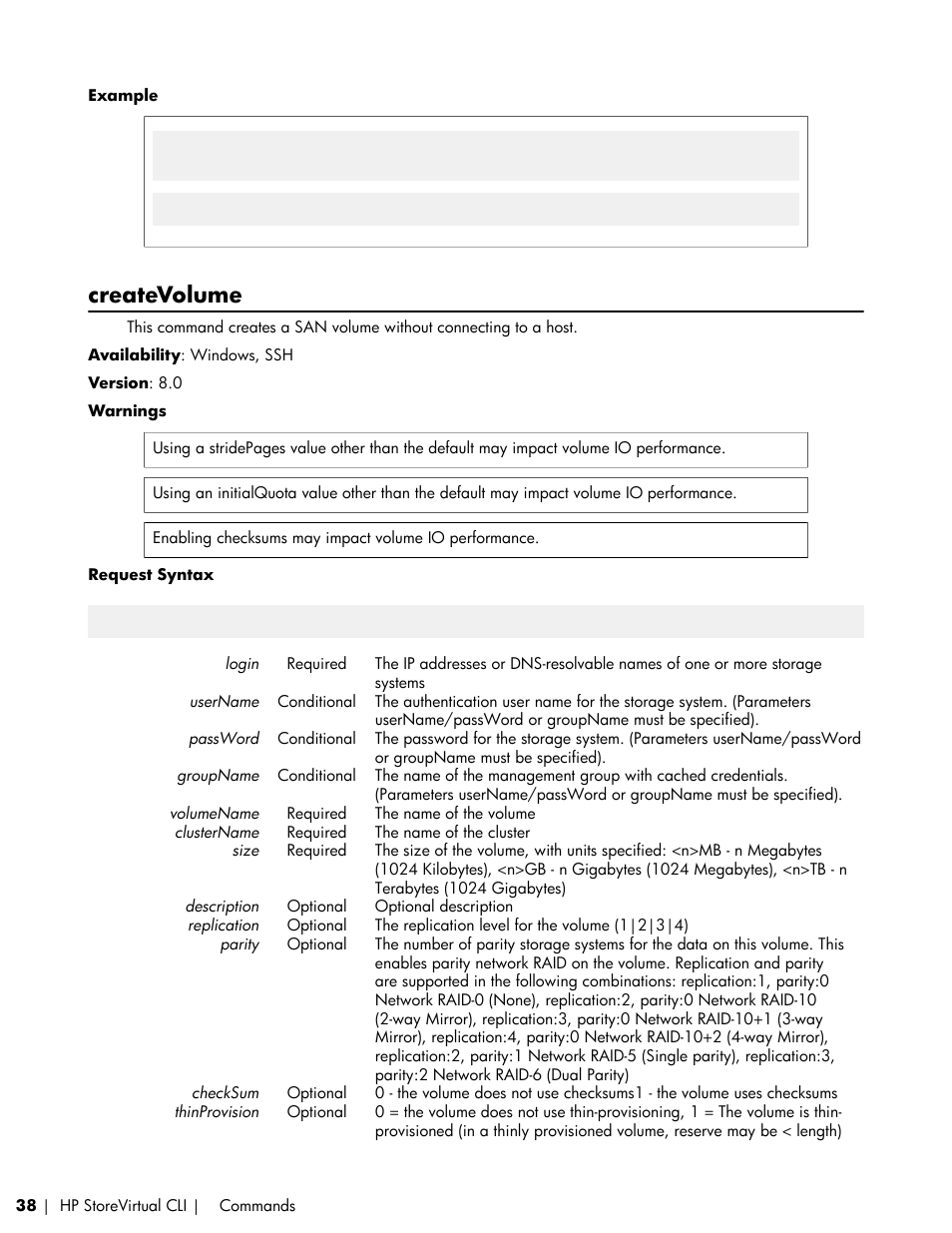 Createvolume | HP LeftHand P4000 SAN Solutions User Manual | Page 38 / 102