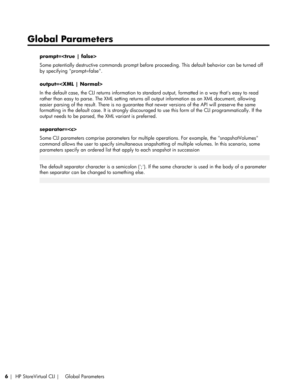 Global parameters | HP LeftHand P4000 SAN Solutions User Manual | Page 6 / 102