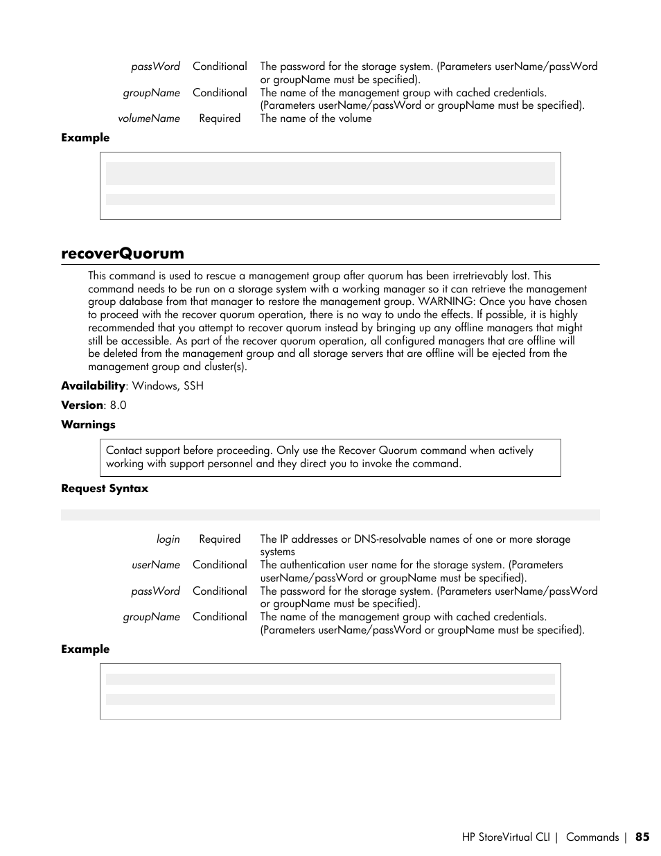 Recoverquorum | HP LeftHand P4000 SAN Solutions User Manual | Page 85 / 102