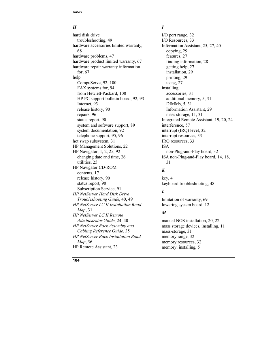 HP Netserver L Server series User Manual | Page 110 / 112
