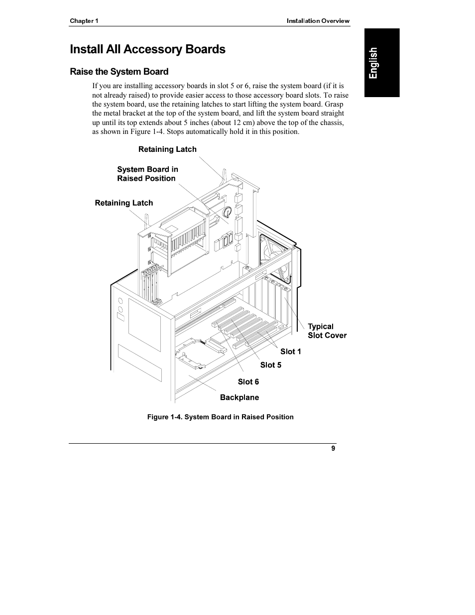 Install all accessory boards, Raise the system board, Install accessory boards | HP Netserver L Server series User Manual | Page 15 / 112