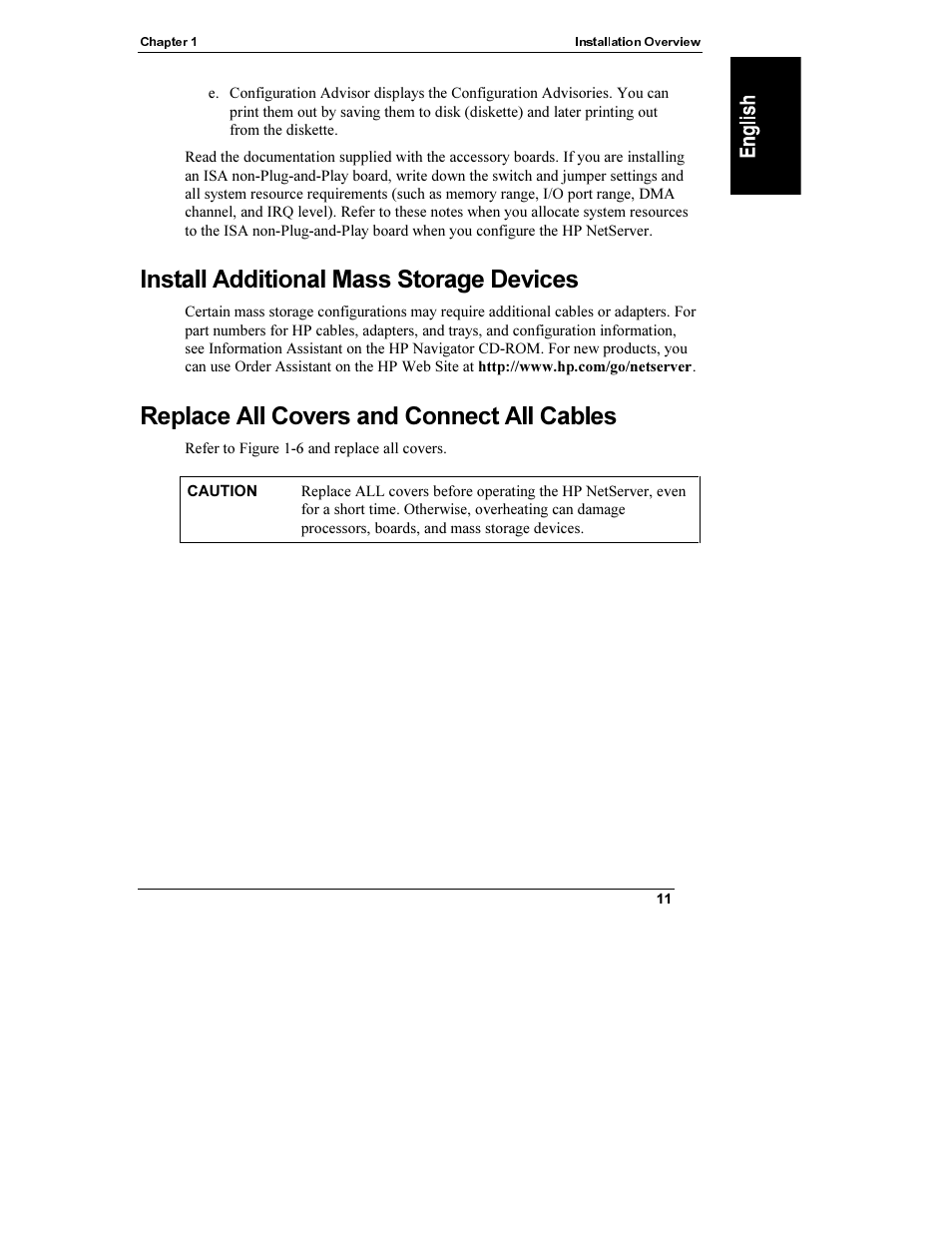 Install additional mass storage devices, Replace all covers and connect all cables | HP Netserver L Server series User Manual | Page 17 / 112