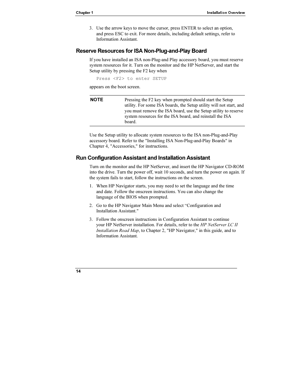 Reserve resources for isa non-plug-and-play board | HP Netserver L Server series User Manual | Page 20 / 112