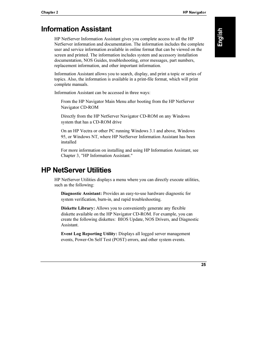 Information assistant, Hp netserver utilities | HP Netserver L Server series User Manual | Page 31 / 112