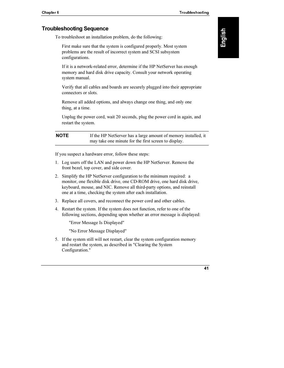 Troubleshooting sequence, Troubleshooting tools | HP Netserver L Server series User Manual | Page 47 / 112