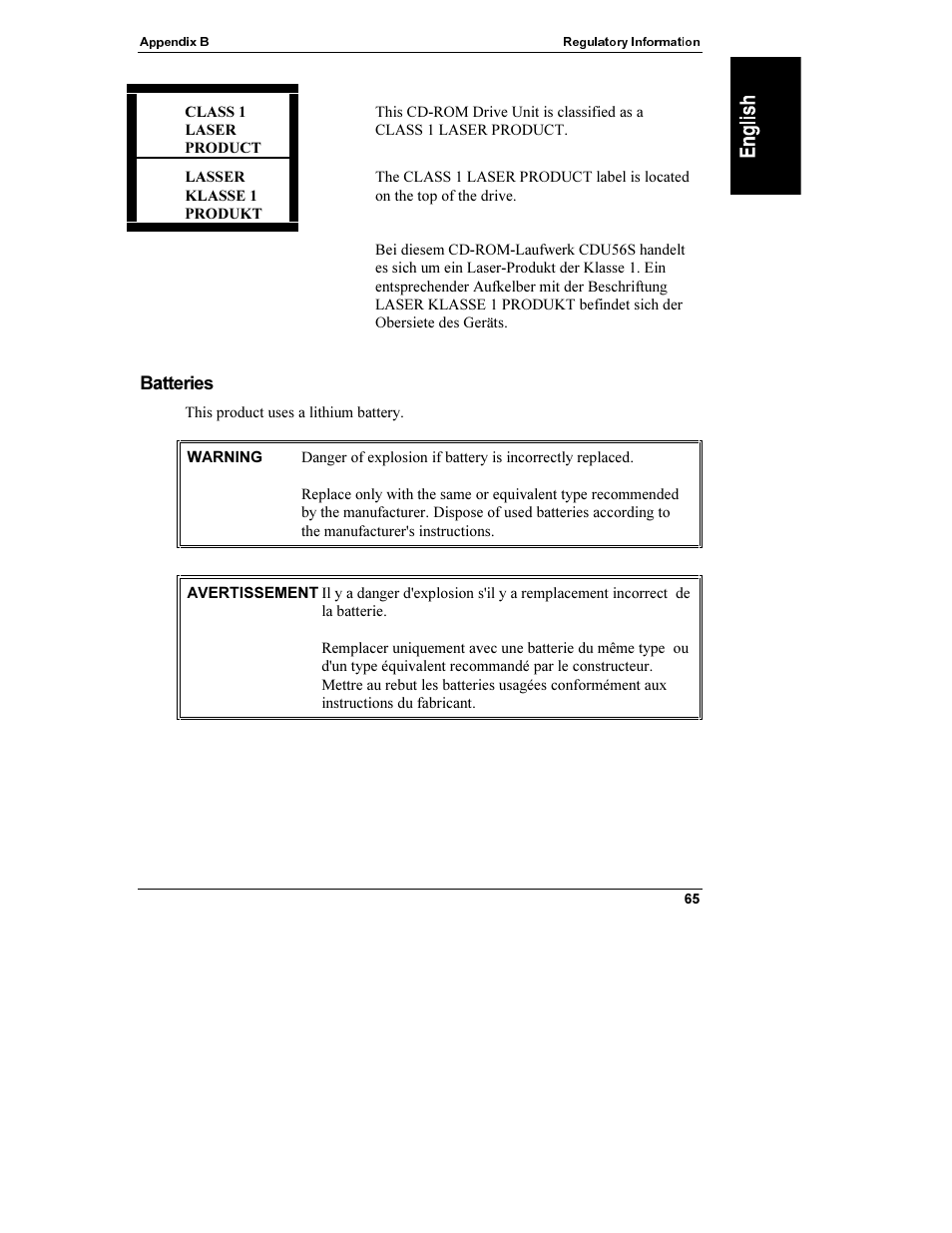 Batteries | HP Netserver L Server series User Manual | Page 71 / 112