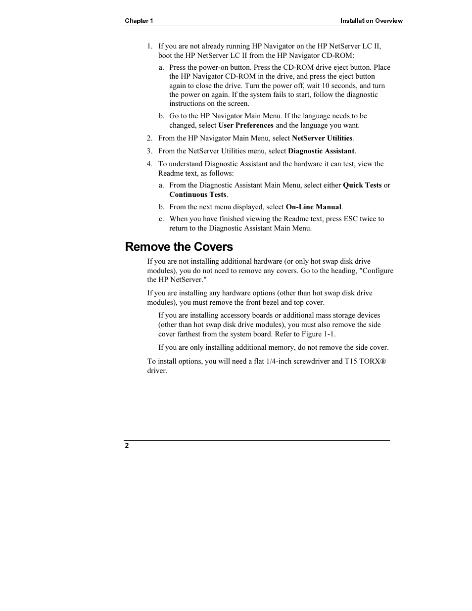 Remove the covers, Remove covers | HP Netserver L Server series User Manual | Page 8 / 112