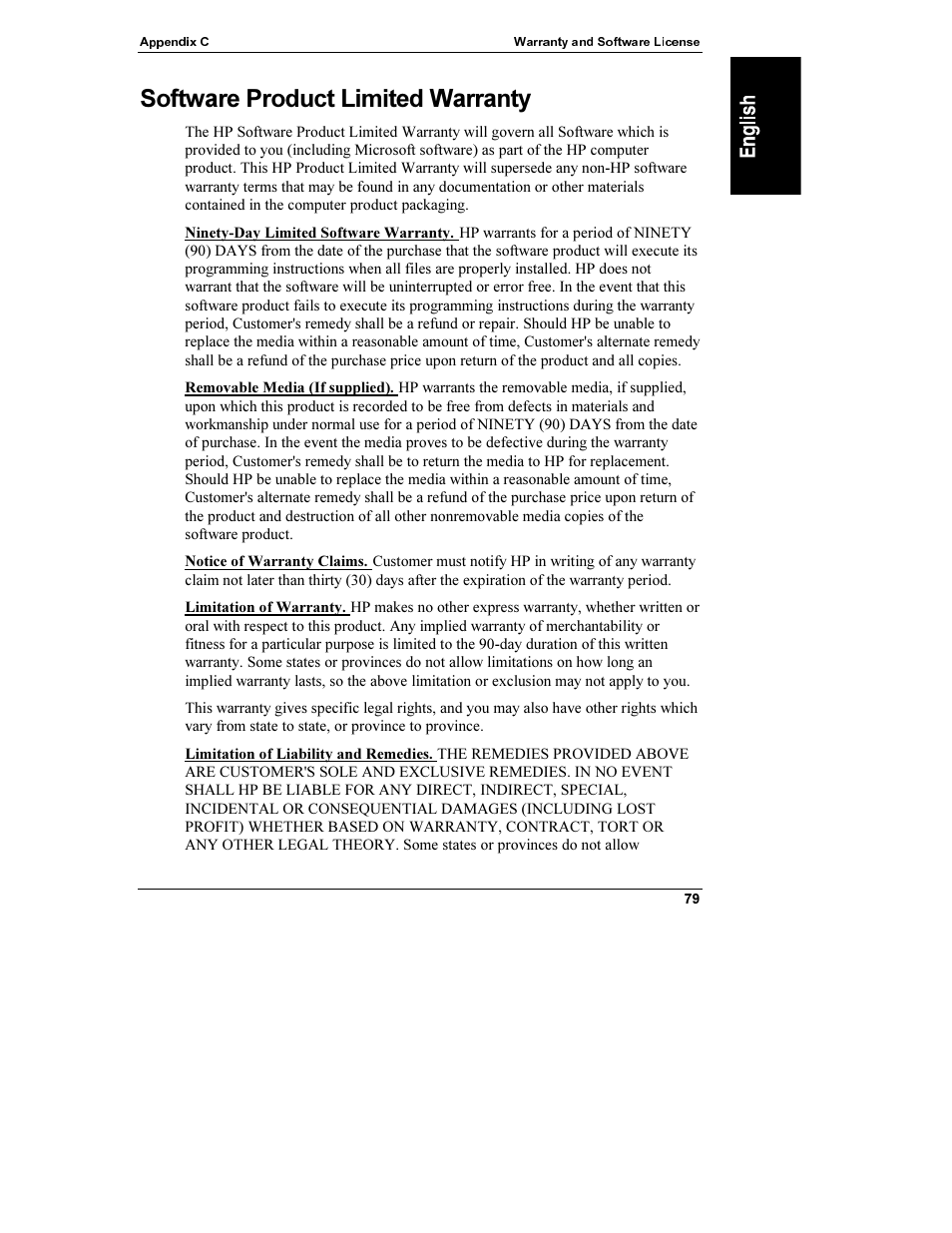 Software product limited warranty | HP Netserver L Server series User Manual | Page 85 / 112