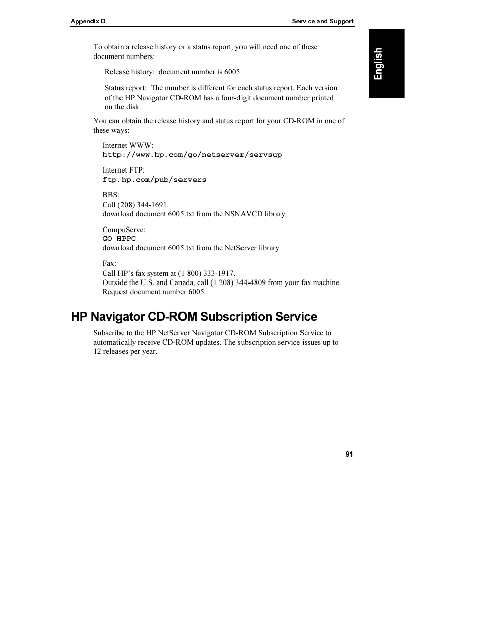 Go hppc, Hp navigator cd-rom subscription service, Hp navigatorcd-rom subscription service | HP Netserver L Server series User Manual | Page 97 / 112