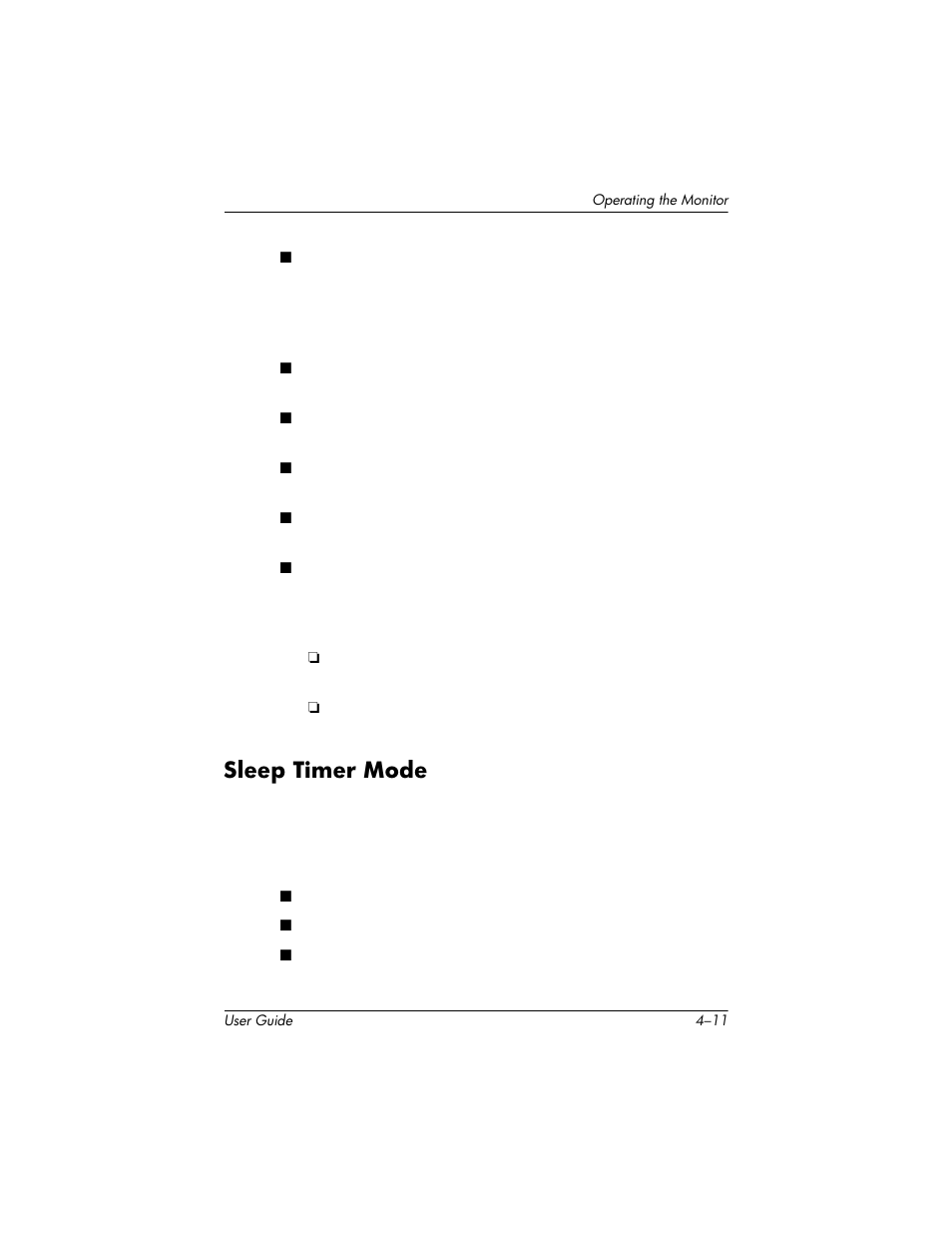 Sleep timer mode, Sleep timer mode –11 | HP L1940T 19-inch LCD Monitor User Manual | Page 37 / 58