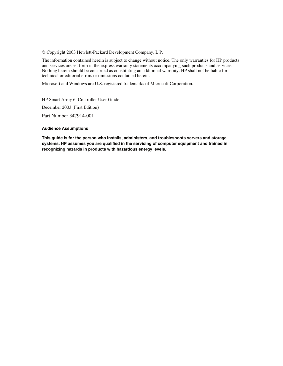 Notice | HP Smart Array 6i Controller and 128MB BBWC User Manual | Page 2 / 56