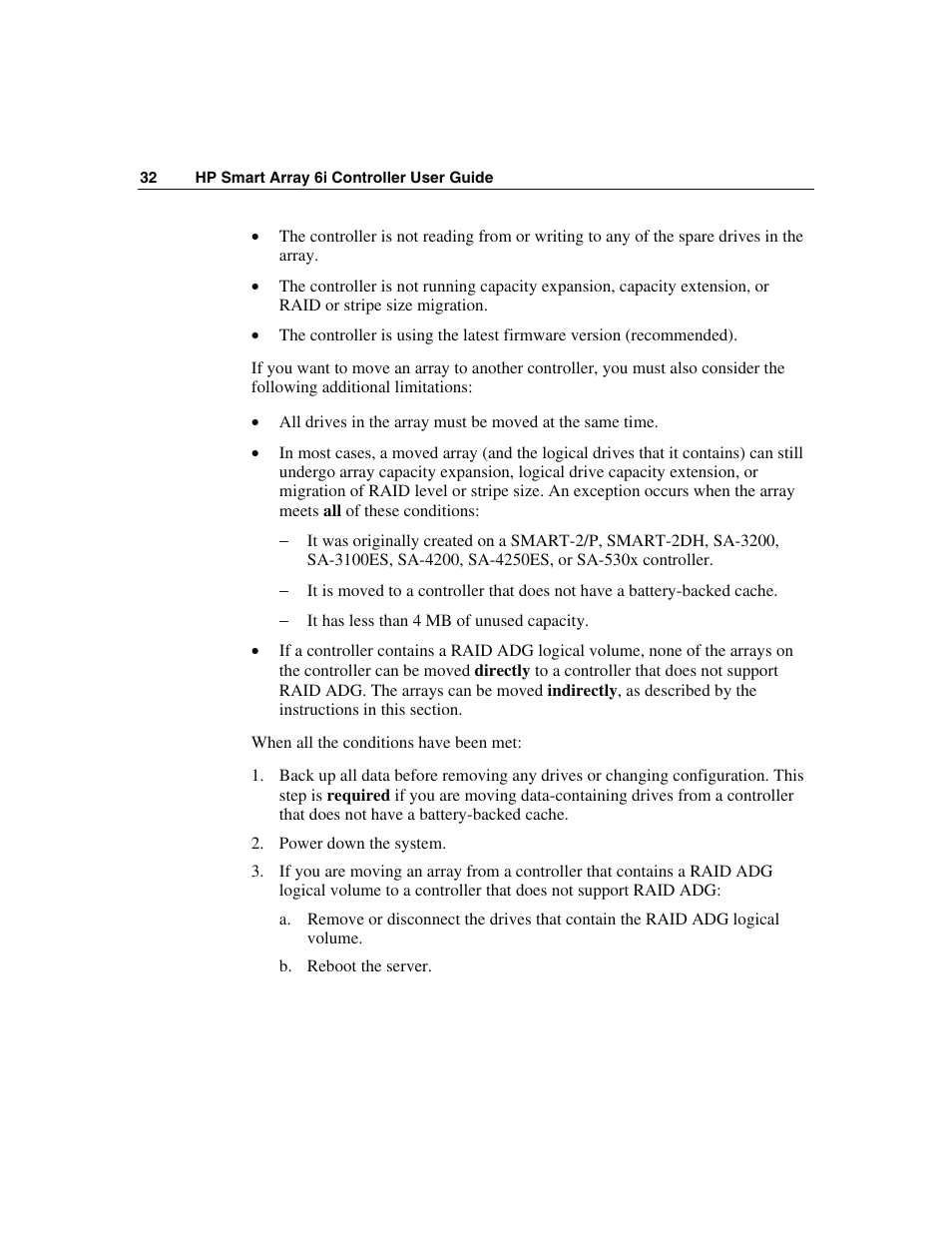 HP Smart Array 6i Controller and 128MB BBWC User Manual | Page 32 / 56