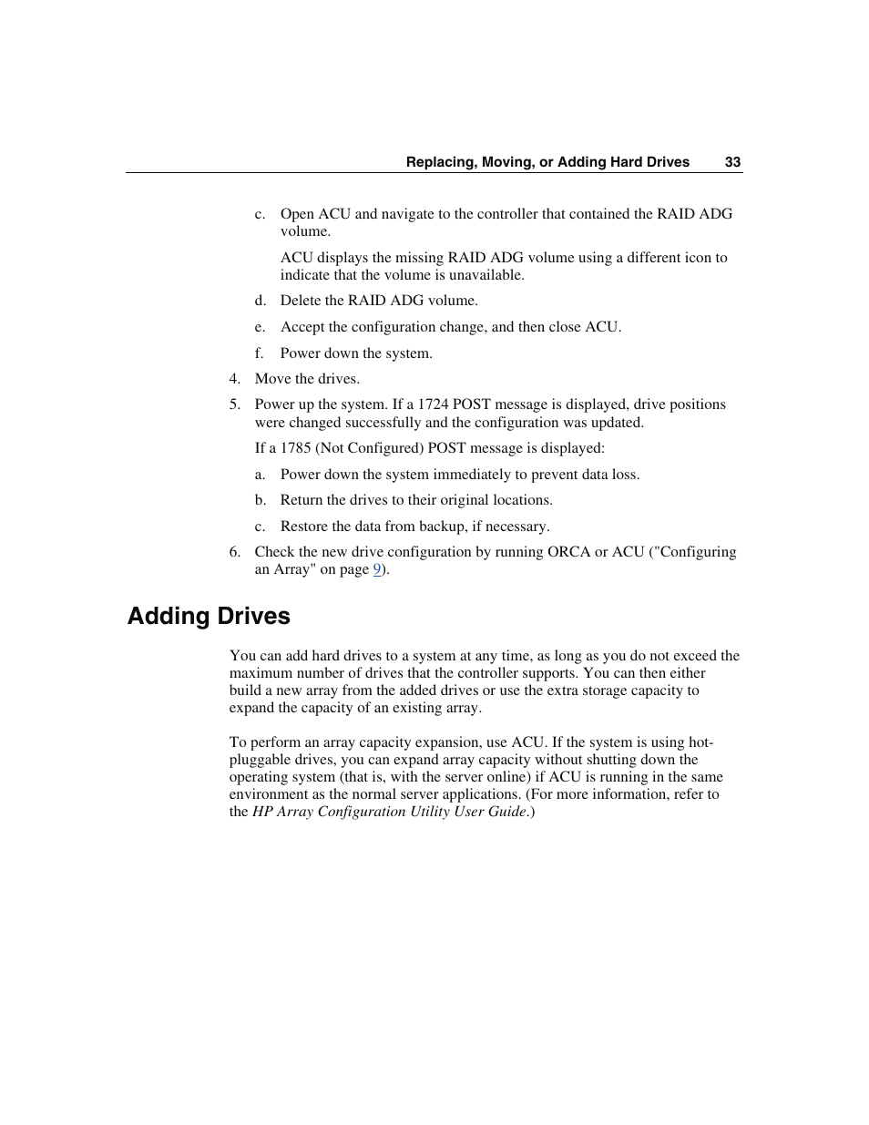 Adding drives | HP Smart Array 6i Controller and 128MB BBWC User Manual | Page 33 / 56