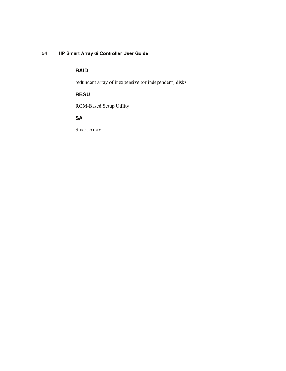 HP Smart Array 6i Controller and 128MB BBWC User Manual | Page 54 / 56