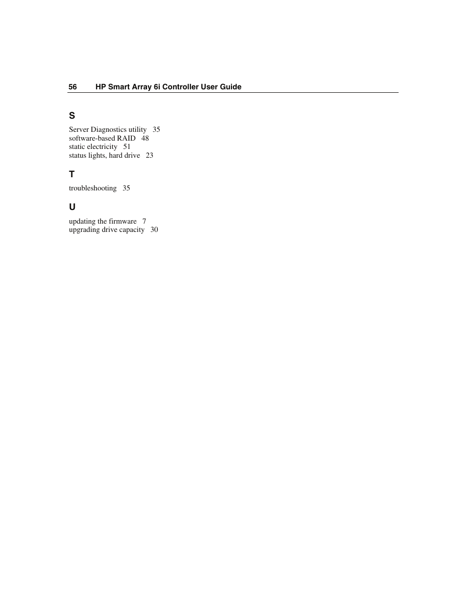 HP Smart Array 6i Controller and 128MB BBWC User Manual | Page 56 / 56