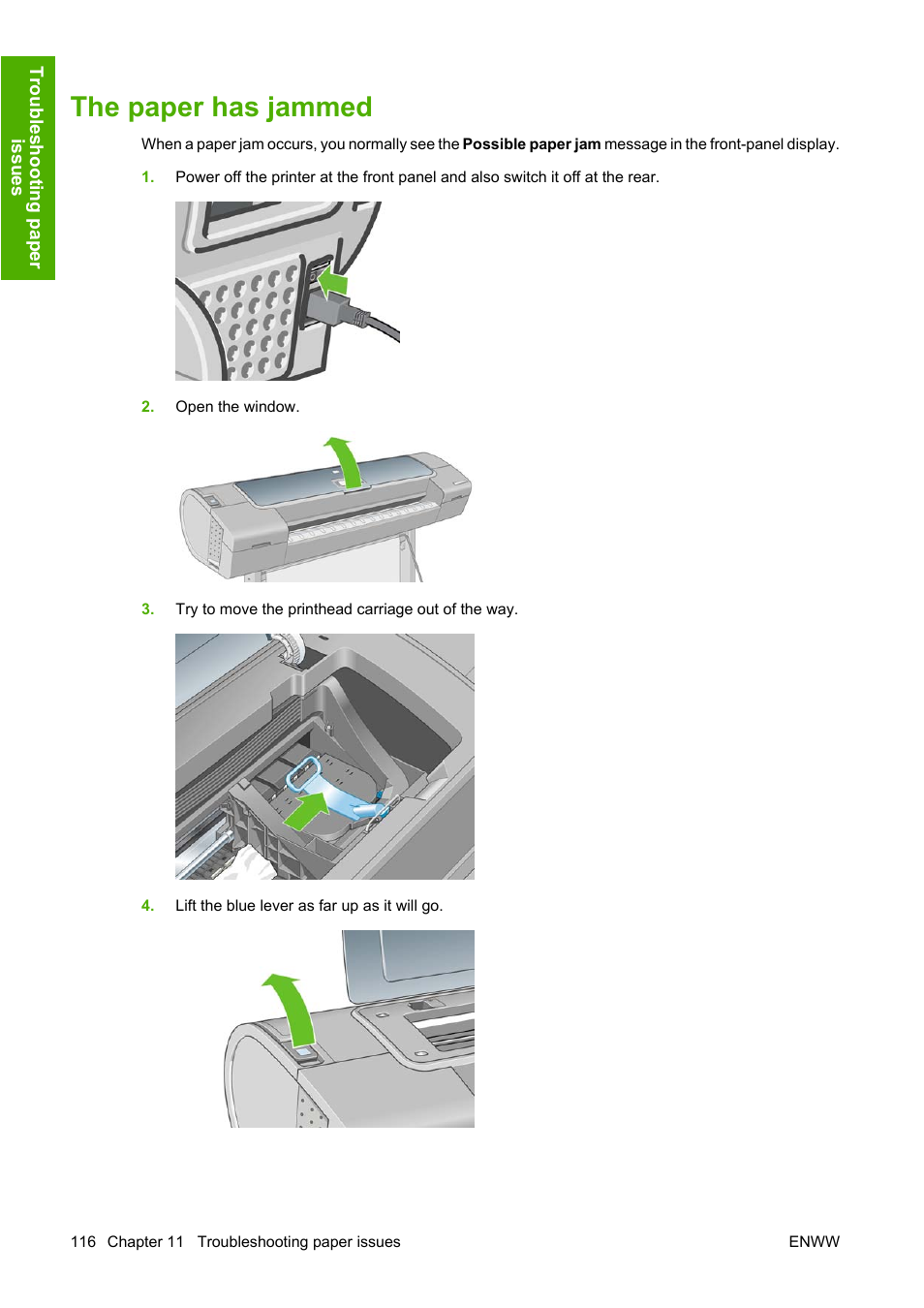 The paper has jammed | HP Designjet Z2100 Photo Printer series User Manual | Page 126 / 182